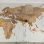 1_Minha LEE_The Scorched World_installation_cow leather, branding iron, vertical plotter, processing_2018_1